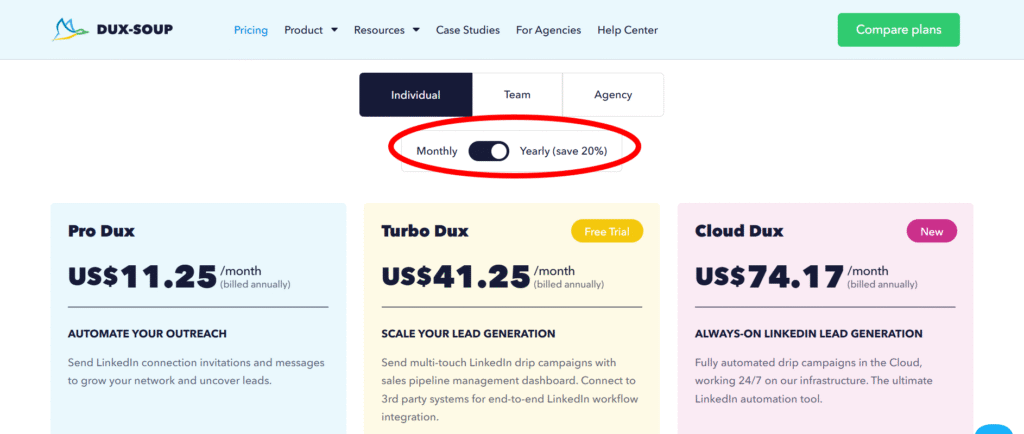 Dux-Soup discounted pricing